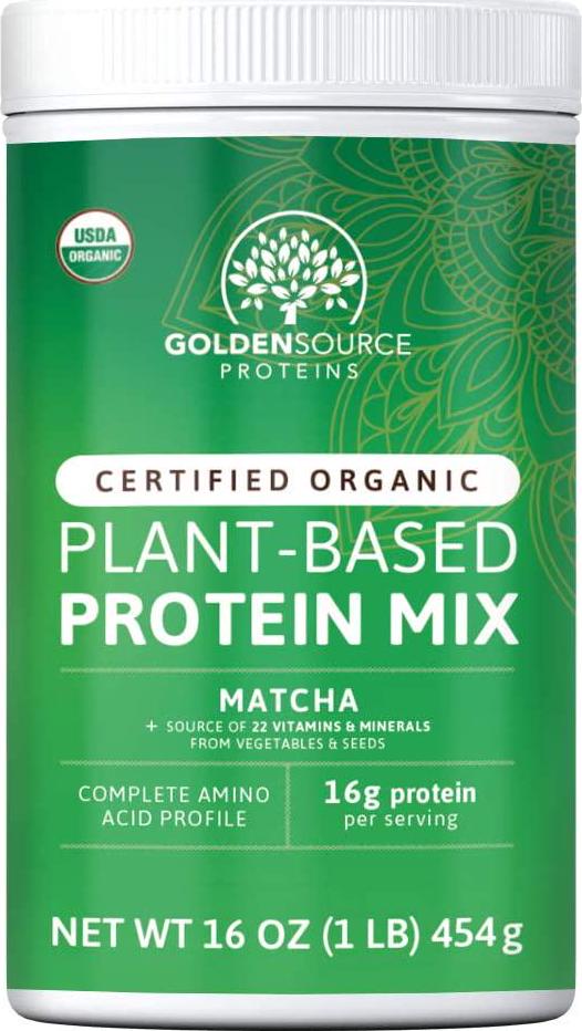 GoldenSource Proteins Organic Plant-based Protein, Green Tea, 1 Pound