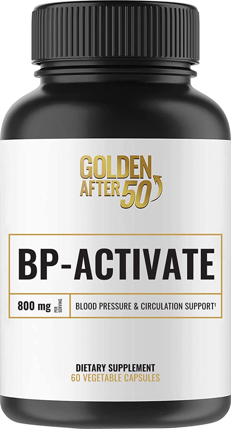 Golden After 50 BP-Activate - Cardiovascular Health Support - 60 Gelatin Capsules - Blood Circulation and Nitric Oxide Supplement with Essential Amino Acids - 800mg L Arginine, AAKG, L Citrulline
