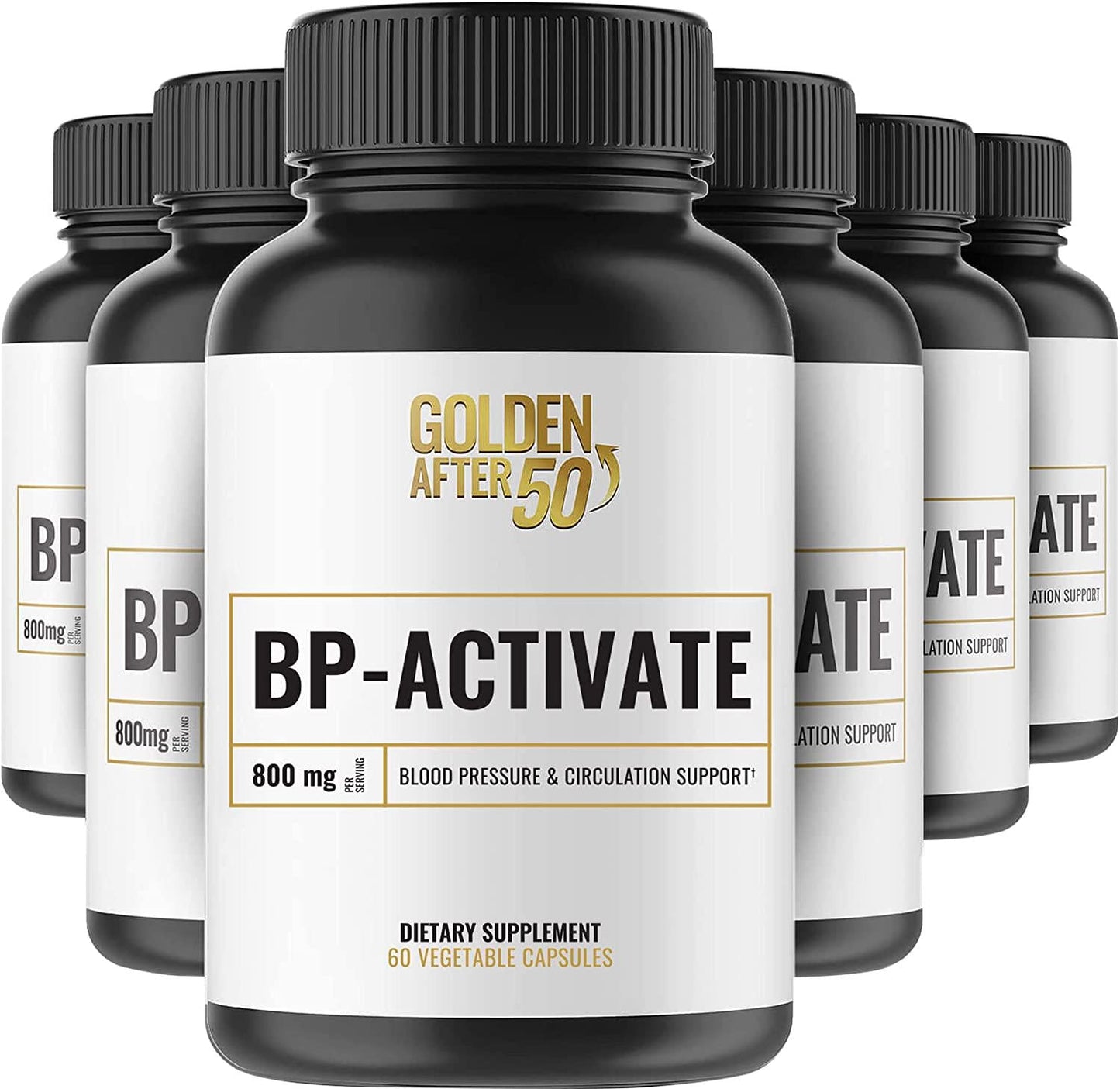 Golden After 50 BP-Activate - Cardiovascular Health Support - 60 Gelatin Capsules - Blood Circulation and Nitric Oxide Supplement with Essential Amino Acids - 800mg L Arginine, AAKG, L Citrulline