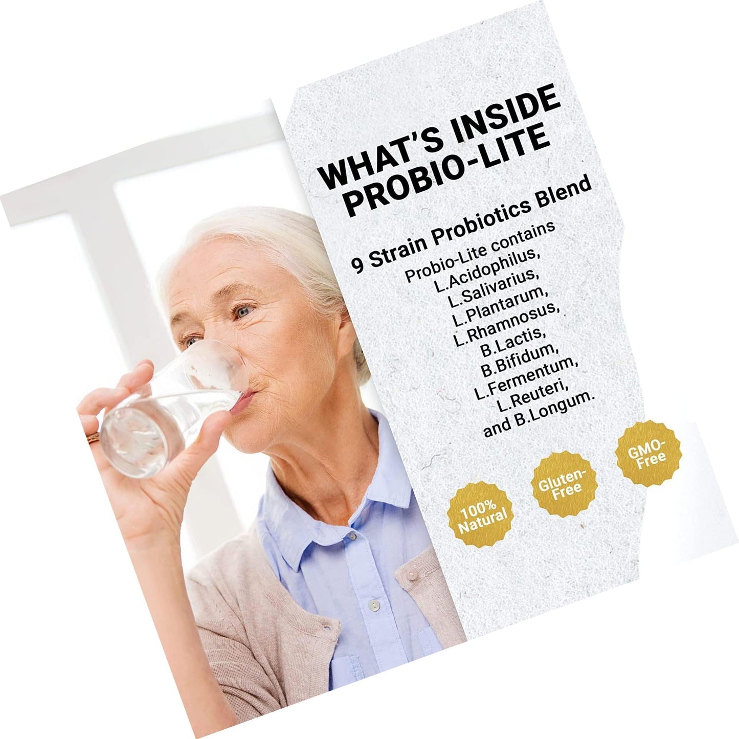 Golden After 50 Probio-Lite - Acid Reflux Relief and Probiotics for Men and Women - 30 Vegetarian Capsules - 6 Billion CFU of Probiotics for Gut Health Support for Heartburn, Gas Relief, Indigestion