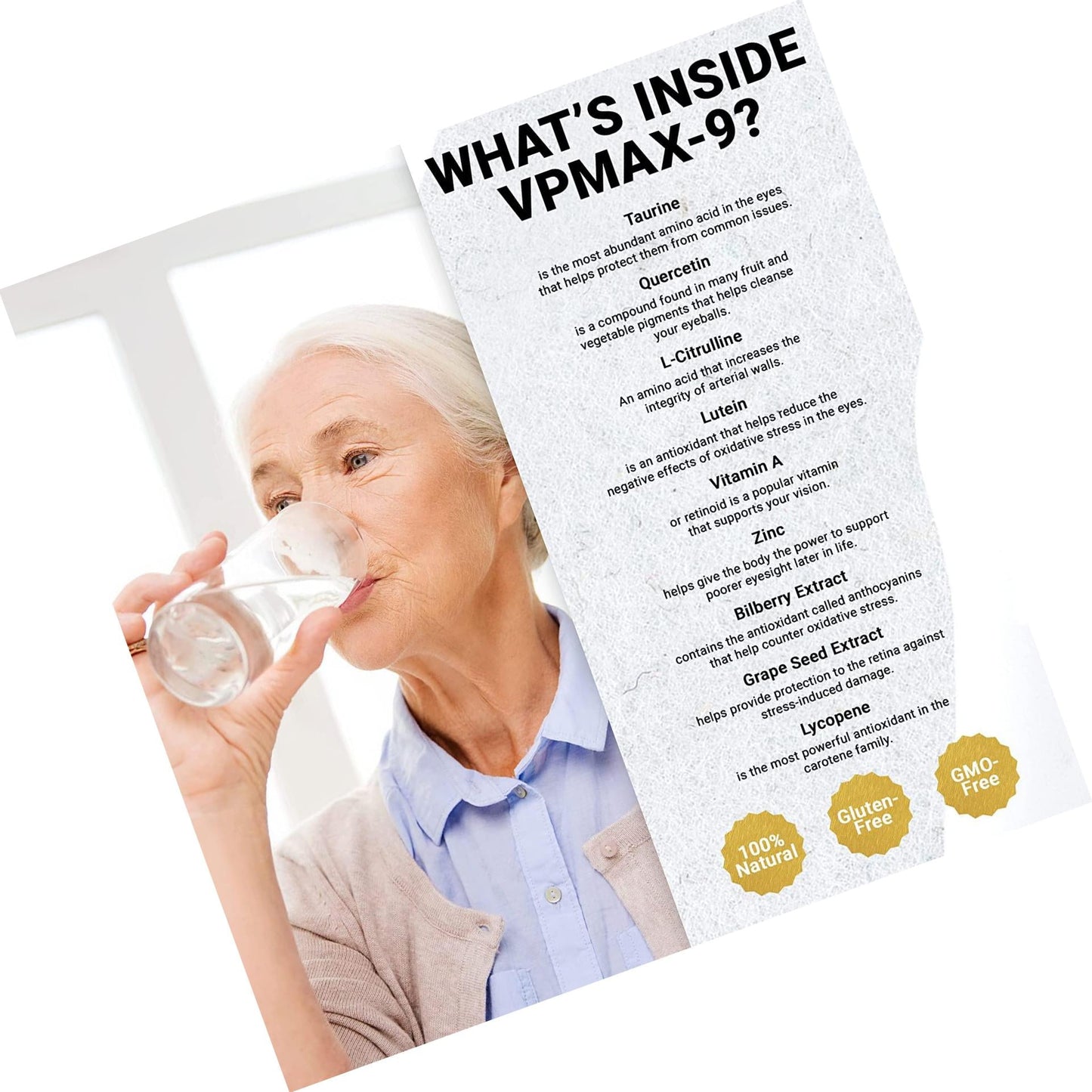 Golden After 50 VpMax-9 - Vision Support Supplement - 3 Bottles - Eye Health Support and Antioxidant Supplement with Eye Vitamins, Lutein, Lycopene and Bilberry Extract