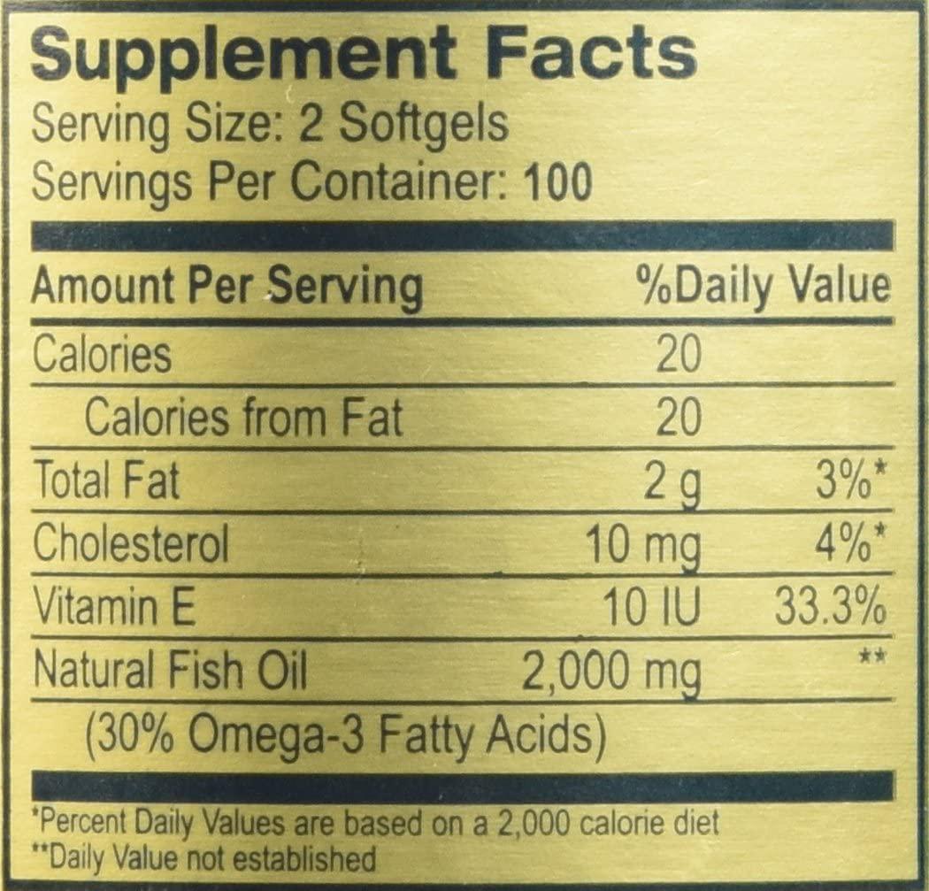 Golden Alaska Deep Sea Fish Oil Omega-3, 1000 Mg, 200 Capsules