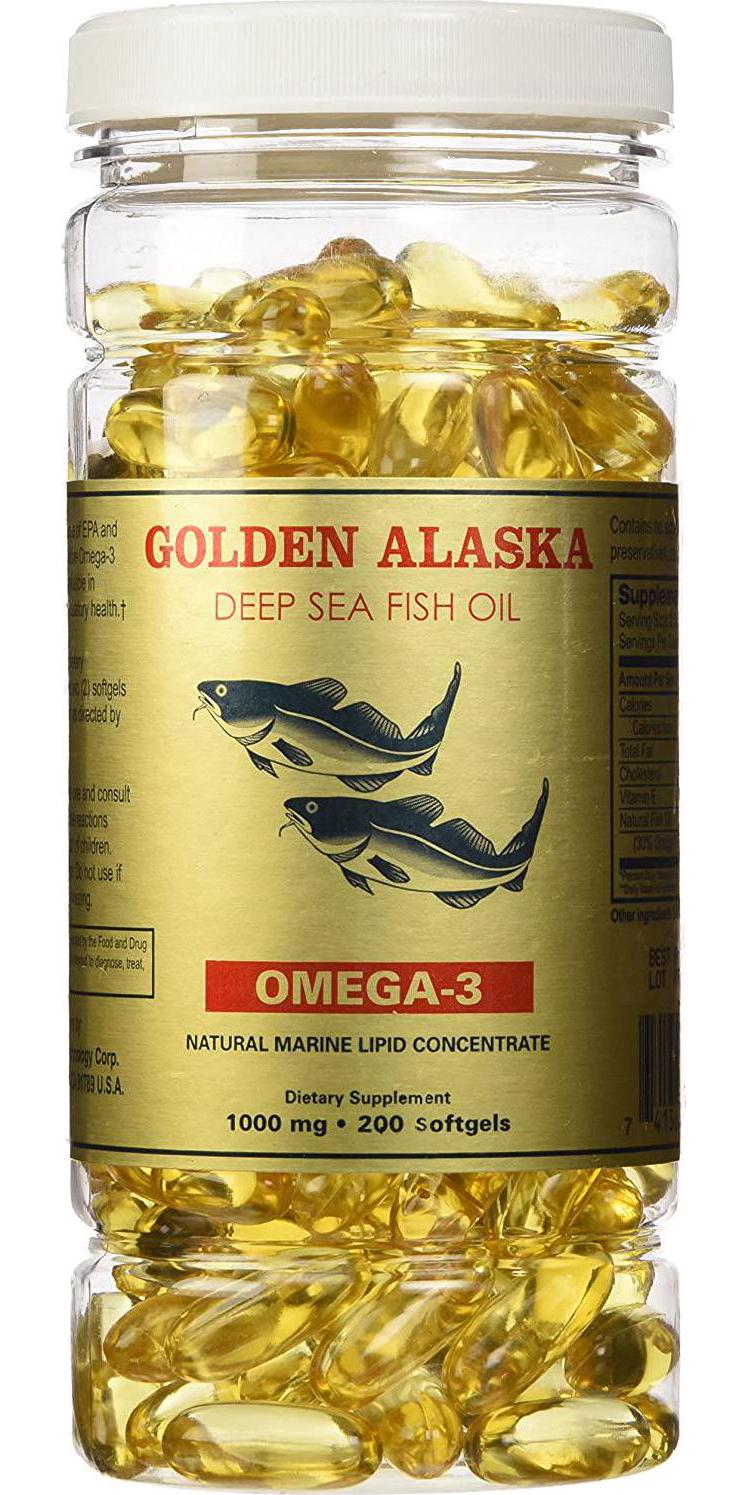 Golden Alaska Deep Sea Fish Oil Omega-3, 1000 Mg, 200 Capsules