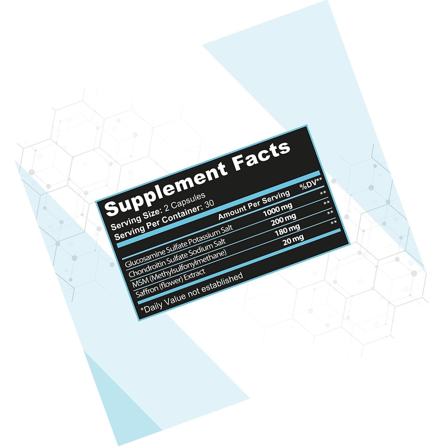 Golden Saffron Glucosamine Chondroitin Msm Plus Saffron Extract Capsules with Unique Formula, Joint Support, Improves Mobility, Regulates Metabolism, Increases Energy, Non-GMO, Gluten-Free, Soy Free