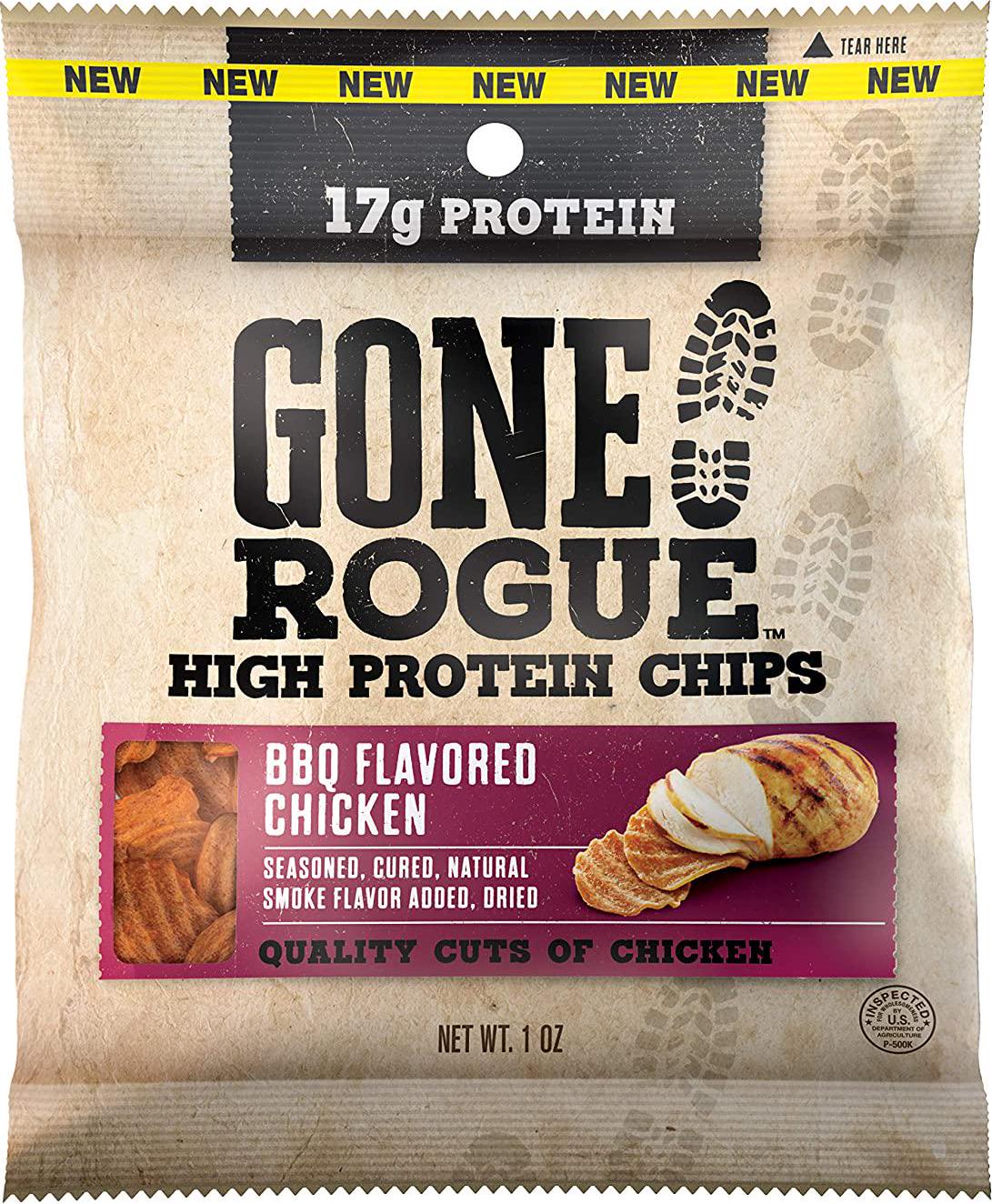 Gone Rogue High Protein BBQ Chicken Chips, Low Carb, Gluten Free, Keto Friendly Snacks, 4 pack