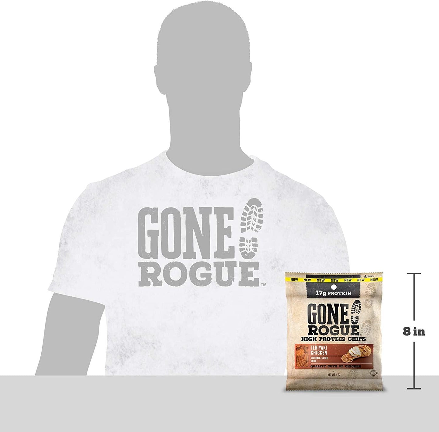 Gone Rogue High Protein Teriyaki Chicken Chips, Low Carb, Gluten Free, Keto Friendly Snacks, 4 pack