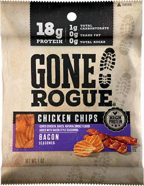 Gone Rogue High Protein Chicken Bacon Chips, Low Carb, Gluten Free, Keto Friendly Snacks, 8 pack