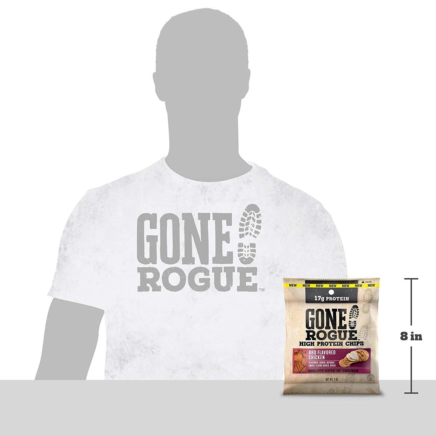 Gone Rogue High Protein BBQ Chicken Chips, Low Carb, Gluten Free, Keto Friendly Snacks, 4 pack