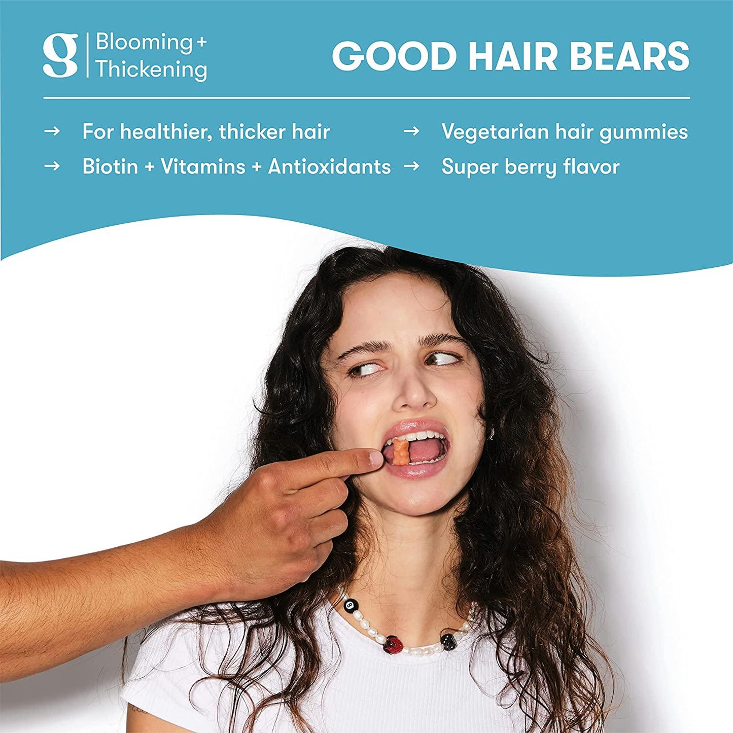 Good Bear Hairs by Good Lab. Gummy Vitamins with Biotin, Vitamin B12, C, D and Zinc for Hair Growth and Thickening. for Men and Women. All Hair Types.