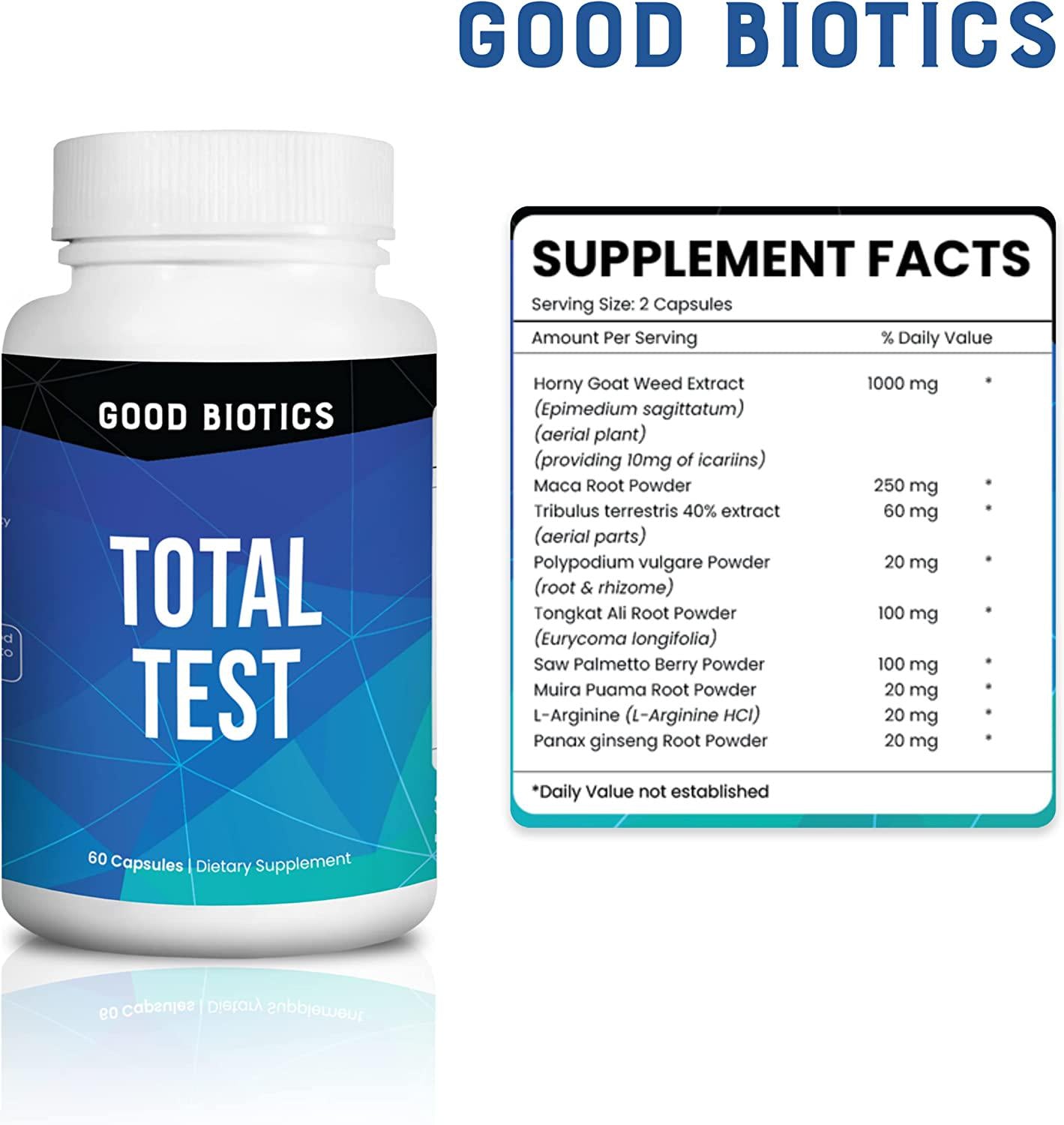 Good Biotics Total Test Booster | Increase Muscle Strength | Improves Energy and Mood | Makes Bone Stronger | Increase Physical Endurance | Support Healthy Heart and Blood 60 Capsules