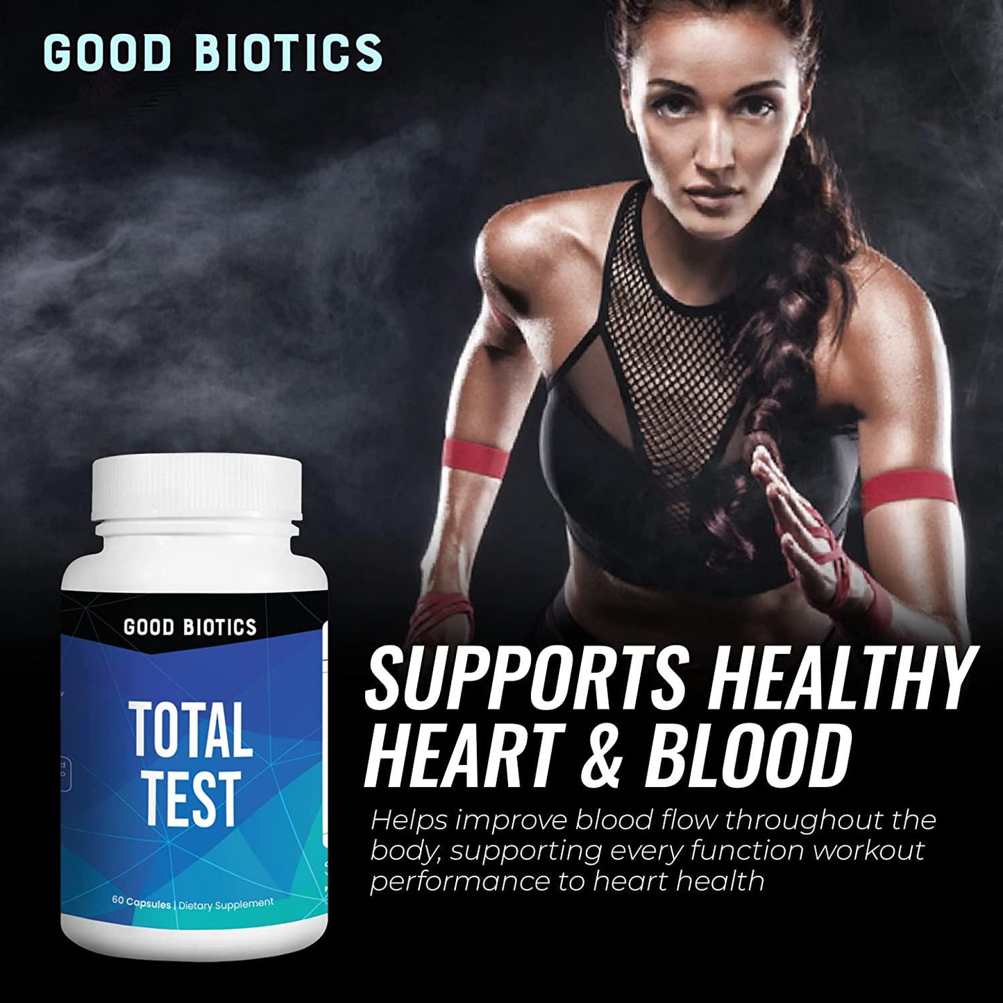 Good Biotics Total Test Booster | Increase Muscle Strength | Improves Energy and Mood | Makes Bone Stronger | Increase Physical Endurance | Support Healthy Heart and Blood 60 Capsules