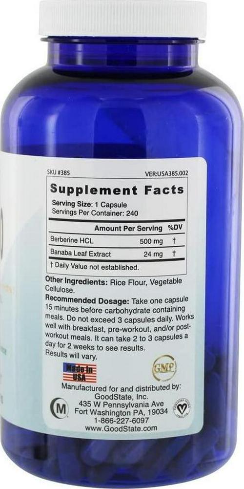 Good State - Glyco-X 500 with Berberine HCL (500 mg Each) (240 Veggie Capsules)