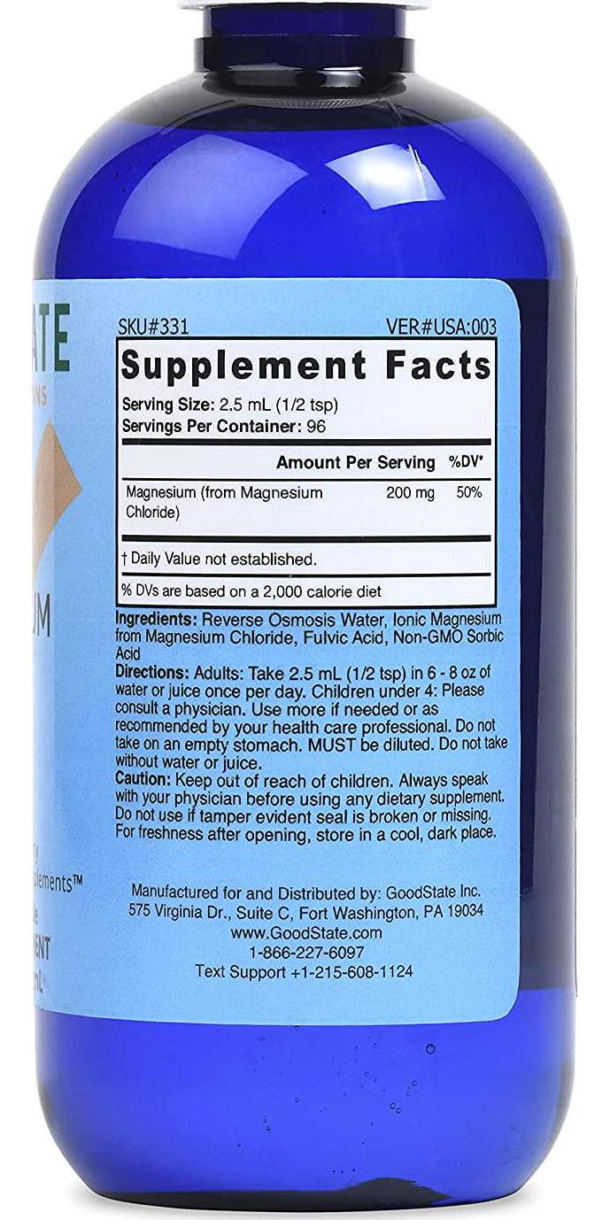 Good State | Liquid Ionic Magnesium 200 (8 oz) | Dietary Supplement | Great For Digestive System | Essential to Help Promote and Maintain Healthy Bone Development | 200 mg per serving | 8 oz bottle