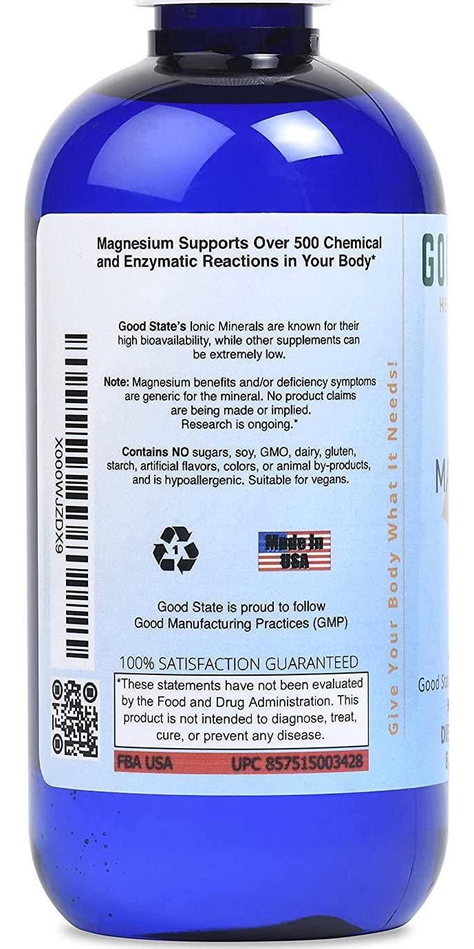 Good State | Liquid Ionic Magnesium 200 (8 oz) | Dietary Supplement | Great For Digestive System | Essential to Help Promote and Maintain Healthy Bone Development | 200 mg per serving | 8 oz bottle