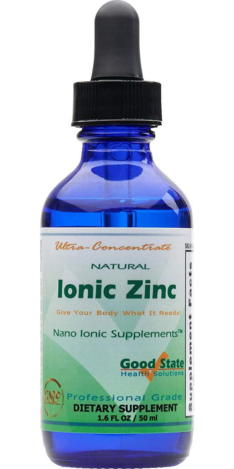 Good State Natural Ionic Zinc | Liquid Concentrate | Nano Sized Mineral Technology | Professional Grade Dietary Supplement | 1.6 fl oz Glass Bottle (50 mL)