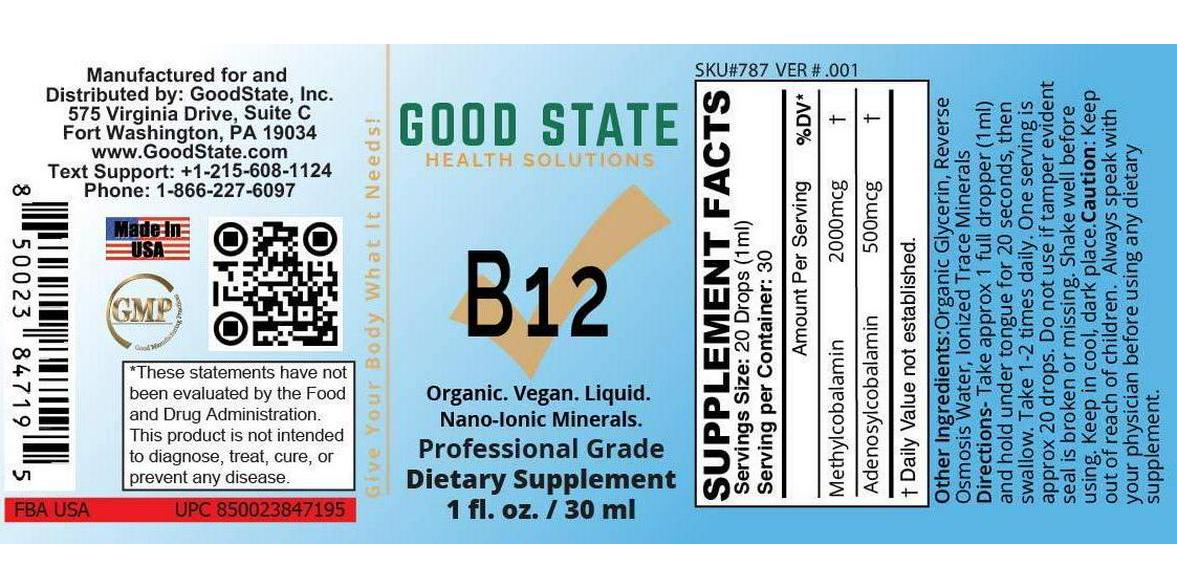 Good State | Vitamin B12 | Organic.Vegan.Liquid | 1oz Glass Bottle