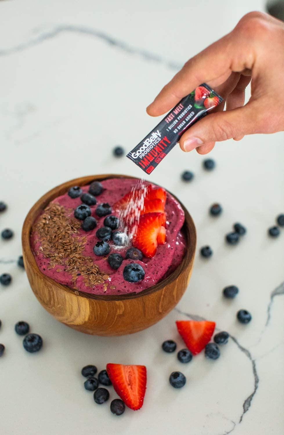 Goodbelly Fast Melts - Promotes Immunity Support Through Live Probiotic for Women and Men, Strawberry Flavor, 30 On-The-Go Packets