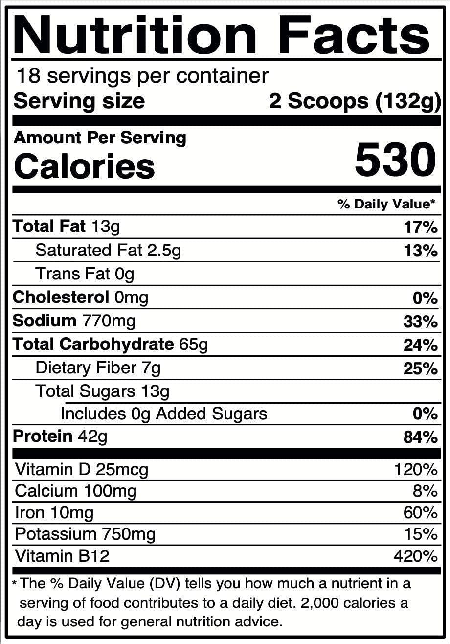 Gorilla Gulps Mocha Vegan Mass Gainer 5 lb Natural High Calorie Protein Powder GMO, Gluten, Dairy, and Soy Free. No Artificial Ingredients Vitamin B12 + D3, and Iron 530 Calories 18 Servings