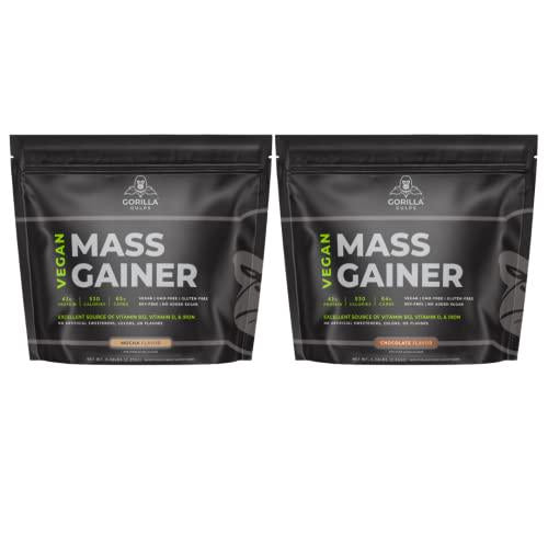 Gorilla Gulps Value Bundle Mocha/Chocolate Vegan Mass Gainer 10 lb Natural High Calorie Protein Powder GMO, Gluten, Dairy, and Soy Free. No Artificial in
