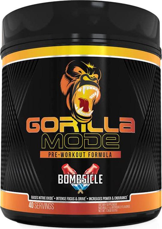 Gorilla Mode Pre Workout - Massive Pumps · Laser Focus · Energy · Power - L-Citrulline, Creatine, GlycerPump , L-Tyrosine, Agmatine, Kanna, N-Phenethyl Dimethylamine Citrate - 574 Grams (Bombsicle)