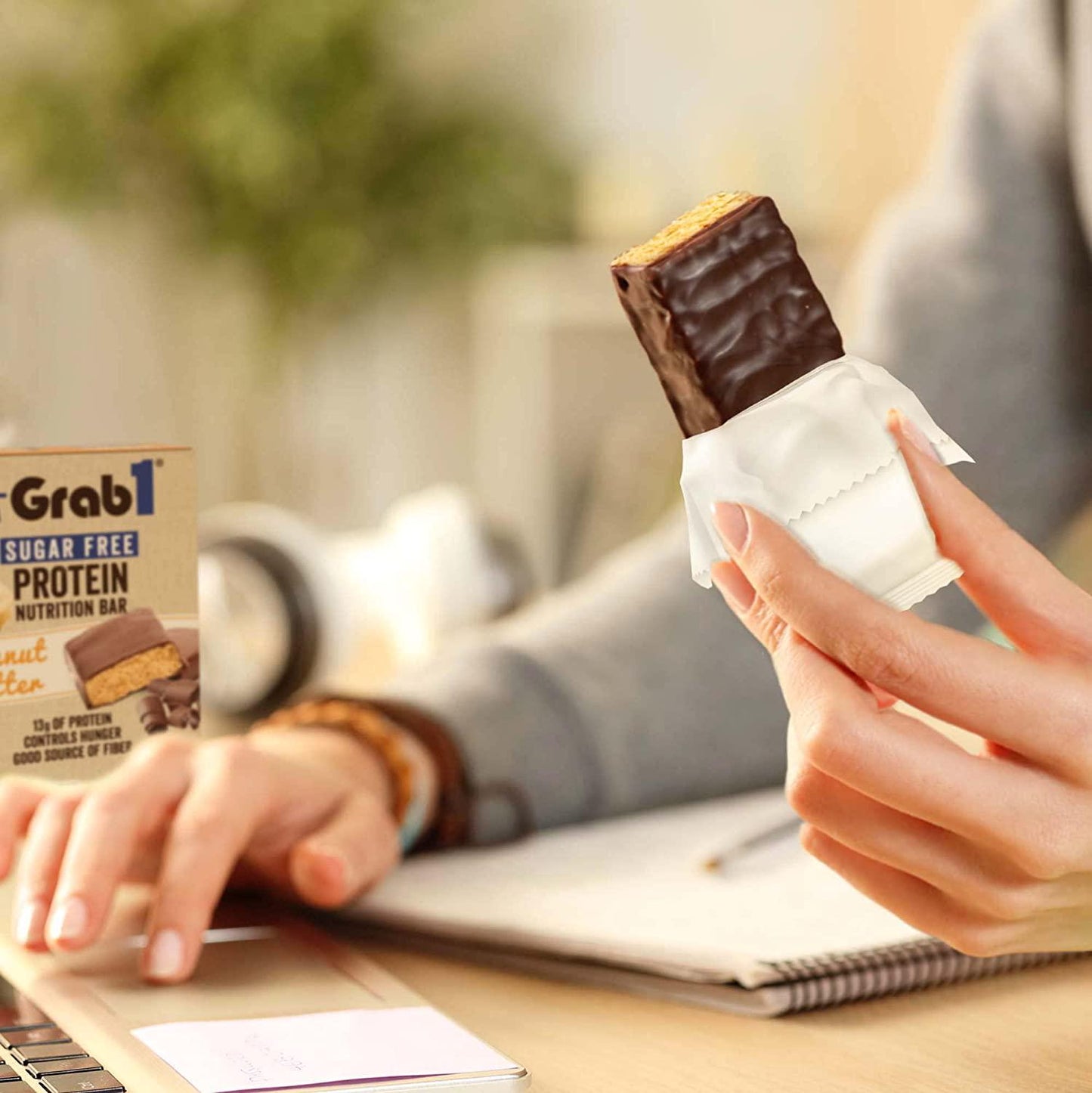 Grab1 Sugar Free Protein Bars, Peanut Butter (3 Pack- 12 Bars) | Delicious and Nutritious | Low Calorie | Zero Sugar