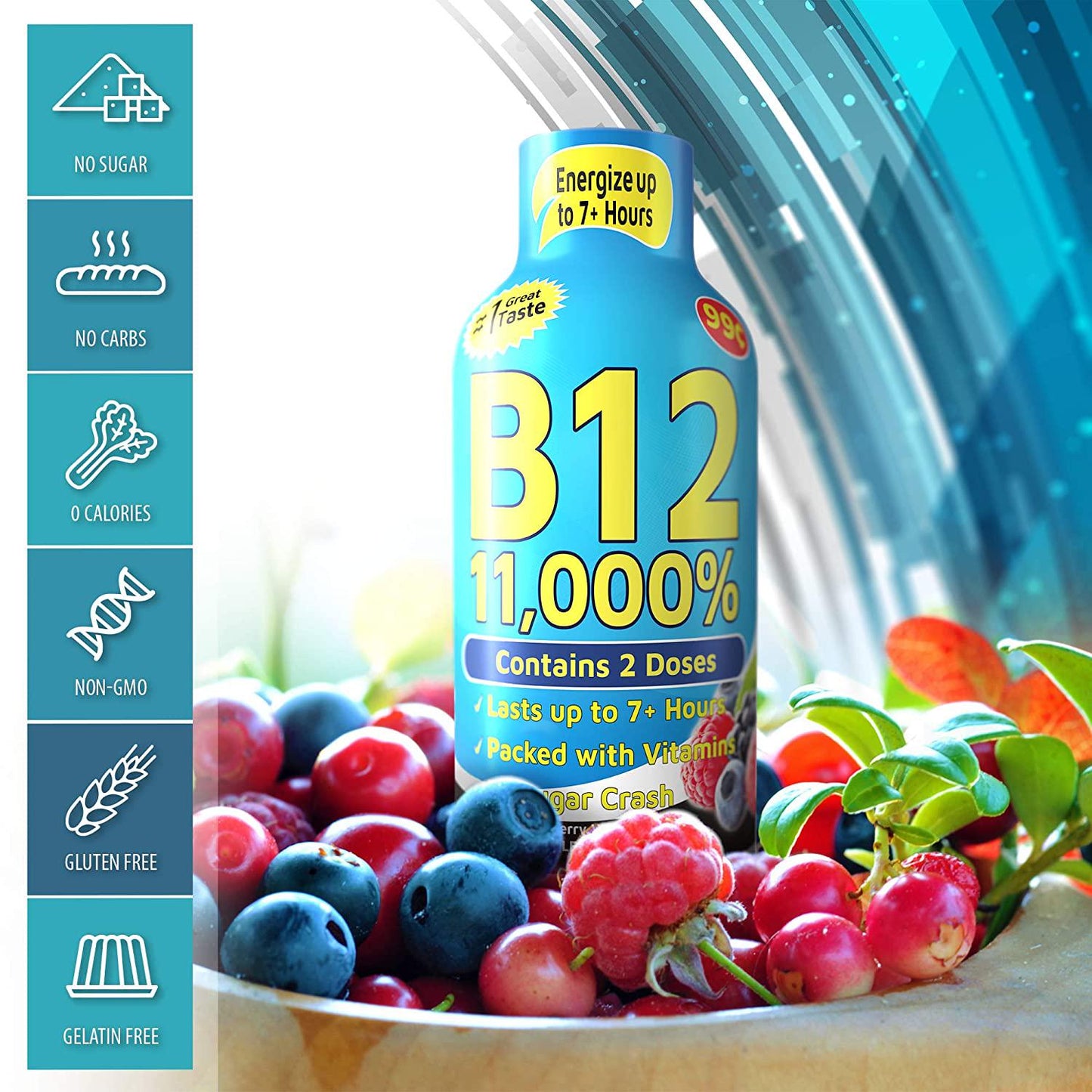 Grade A Quality Drink Shot, Mixed Berry Flavor, Up to 7+ Hours of Energy, 1.93 Fl Oz, 48 Count
