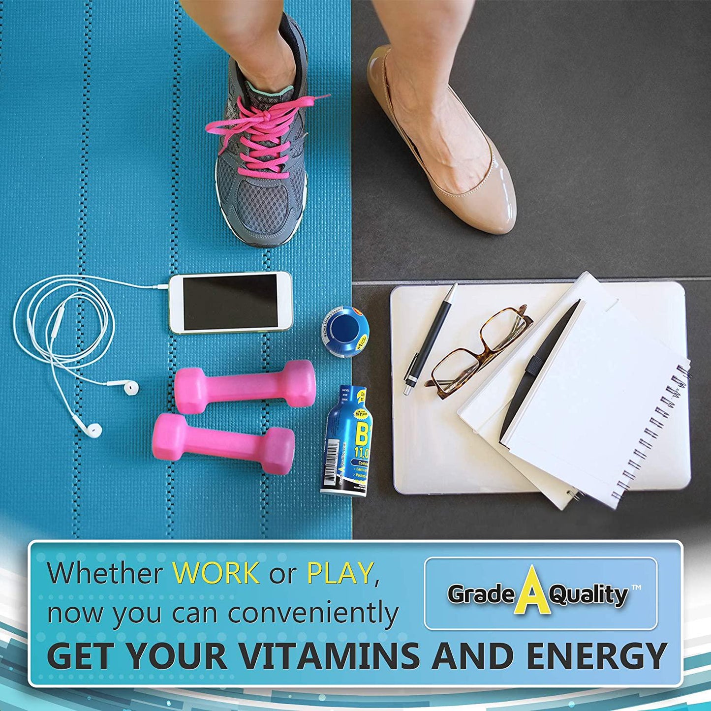 Grade A Quality Drink Shot, Mixed Berry Flavor, Up to 7+ Hours of Energy, 1.93 Fl Oz, 48 Count