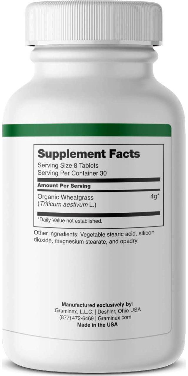 Graminex Wheatgrass Tablets - Natural Immunity, Anti-Aging Support, Boosts Energy, Heart Health, Wellness - Amino Acids, Vitamins, Minerals, Antioxidants Greens Superfood Supplement - 240 Non-GMO Tabs