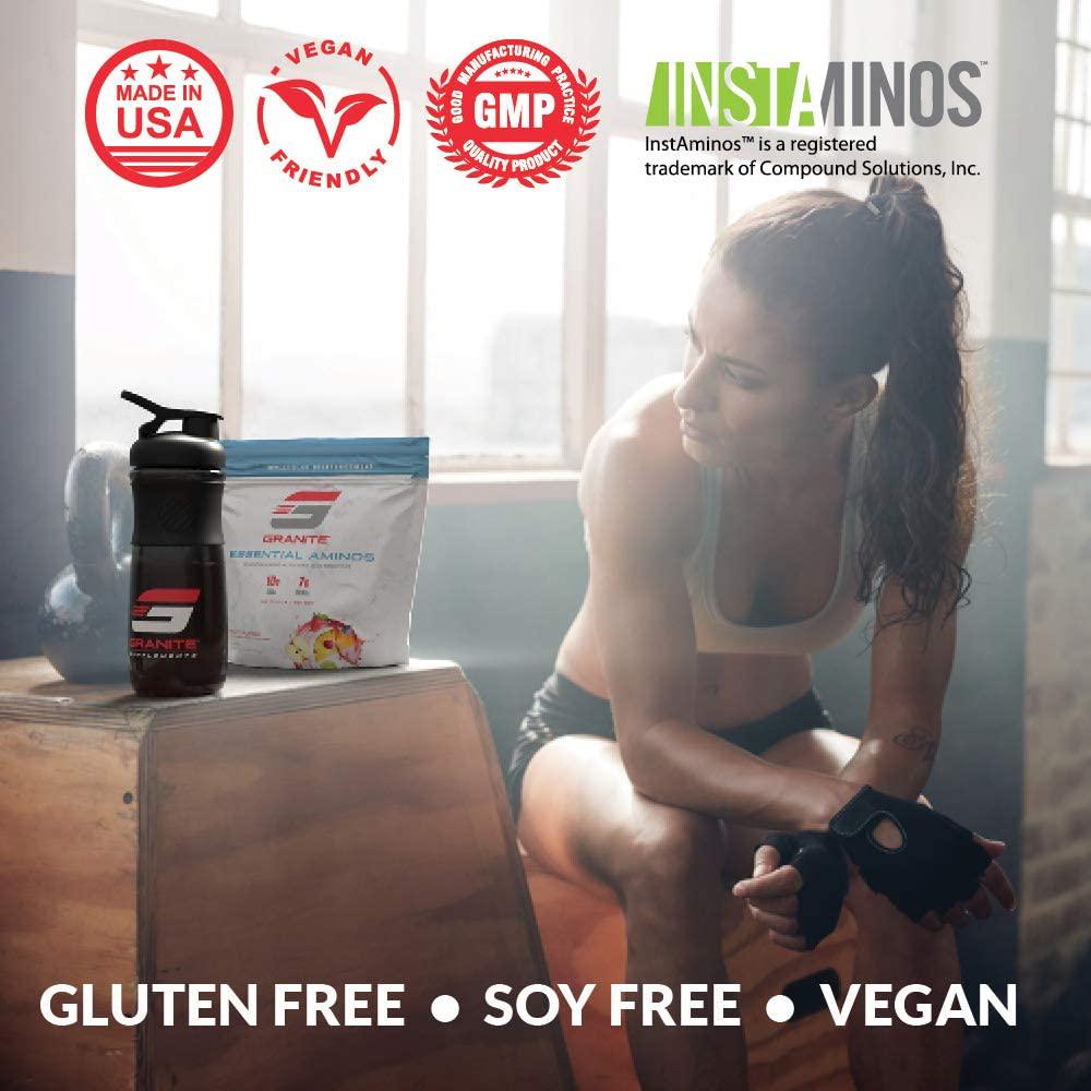 GraniteÂ Essential Amino Acids + Branched Chain Amino Acids + Electrolytes (Strawberry Lemonade Flavor) | 10g EAAs + 7g BCAAs | Supports Muscle Growth | Soy Free + Gluten Free + Vegan | Made in USA