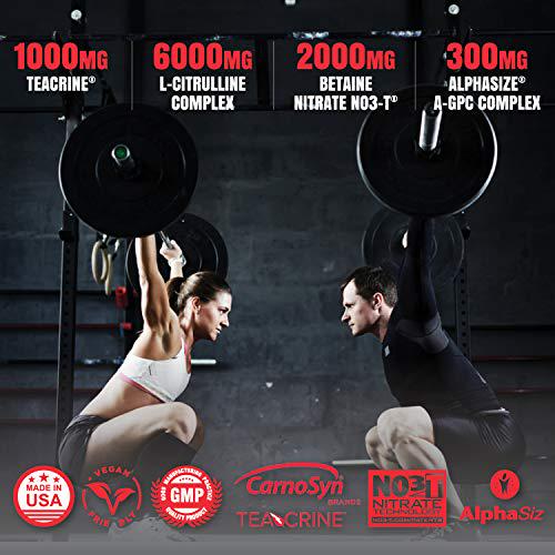 Granite GX Pre-Workout Supplement (Watermelon) Advanced Formula for Pump, Focus, Energy, Performance | Citrulline, Taurine, Lions Mane, Tyrosine, Teacrine, Betaine, Carnosyn, Creatine | Vegan, USA