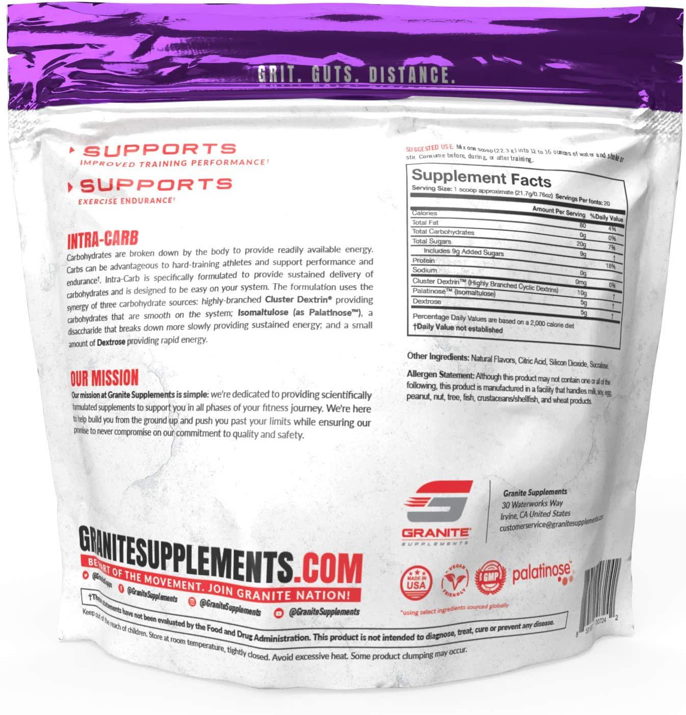 GraniteÂ Intra-CARB Advanced Carb Supplement (Fruit Punch) | 20g Carbs + 10g Cluster Dextrin + 5g Palatinose | Train Longer Harder. No Crash or Bloat | Soy Free. Gluten Free. Vegan | Made in USA
