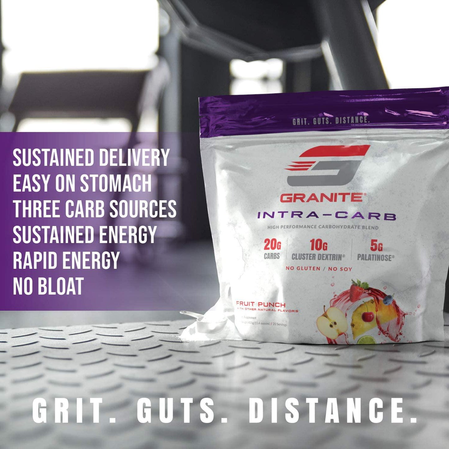GraniteÂ Intra-CARB Advanced Carb Supplement (Fruit Punch) | 20g Carbs + 10g Cluster Dextrin + 5g Palatinose | Train Longer Harder. No Crash or Bloat | Soy Free. Gluten Free. Vegan | Made in USA