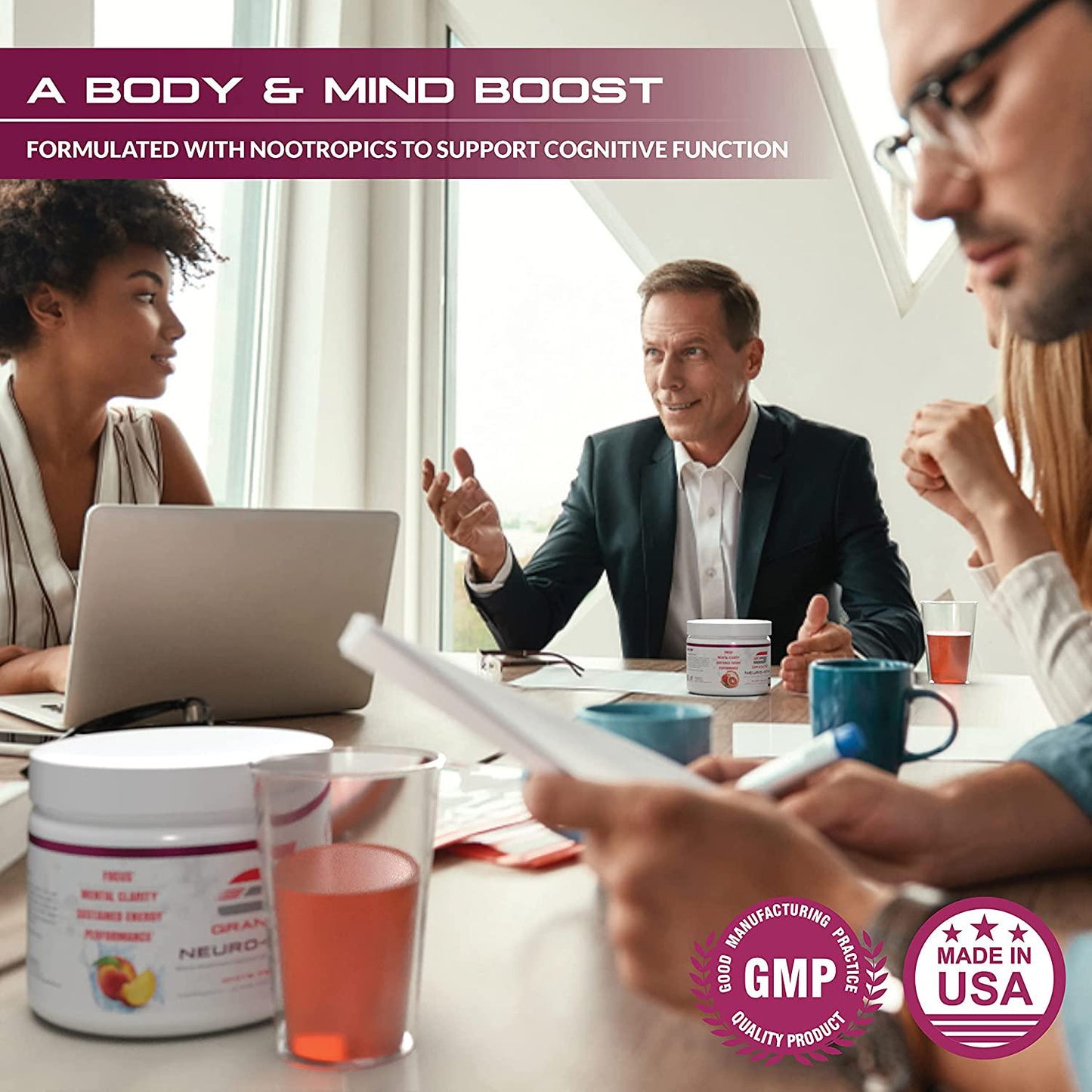 Granite Neuro-Stim (Blood Orange) Brain Boosting Nootropic + Energy Formula | Supports Healthy Mental Focus, Clarity and Performance | Vegan, Soy Free, Gluten Free (60 Servings)