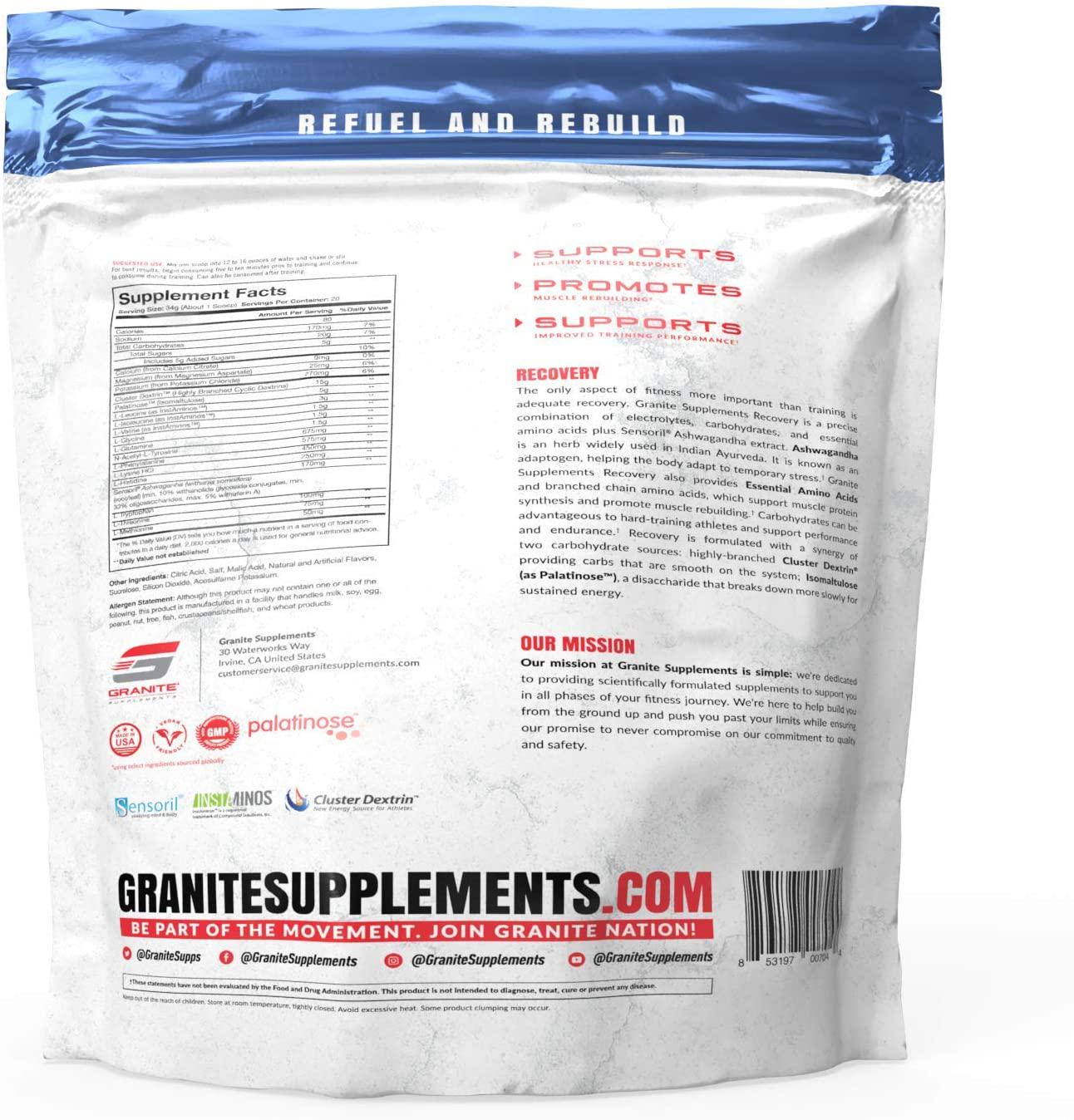 Granite Supplements Recovery Blue Crush Intra-Workout Powder 668 g, Blue Crush, 668 grams