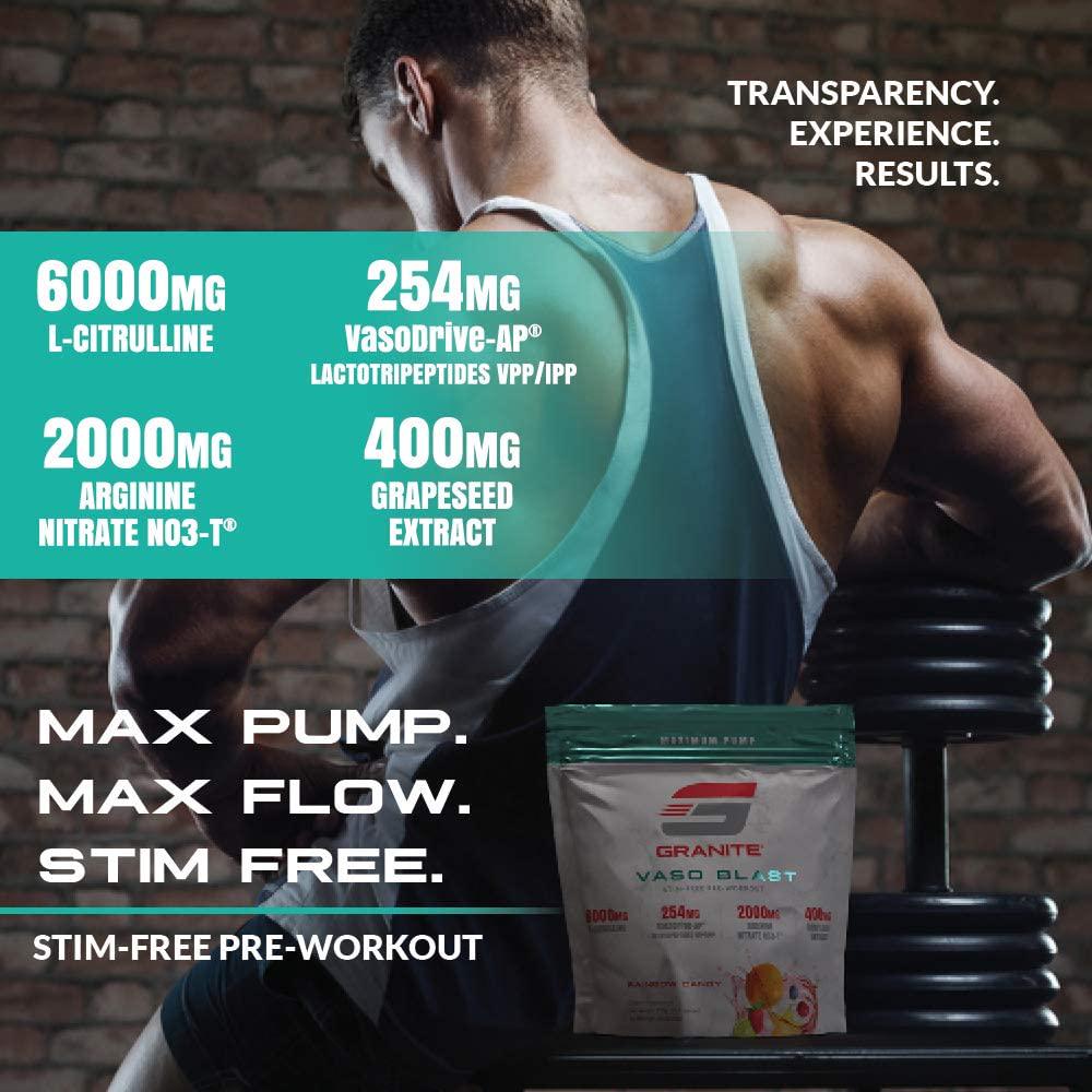 Granite Vaso Blast Advanced 'Stim-Free' Pre-Workout (Cherry Lime) | Supports Vasodialation, NO Conversion, and ACE Inhibition for Max Pump with Grapeseed Extract, Arginine Nitrite, and VasoDrive-AP