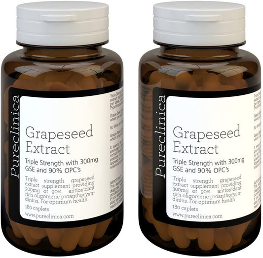 Grape Seed Extract - 300mg x 360 Tablets - 90% Oligomeric Proanthocyanidins. Don't Settle for The Much Weaker 50% OPC or 100mg Tablets. SKU: GSE3x2