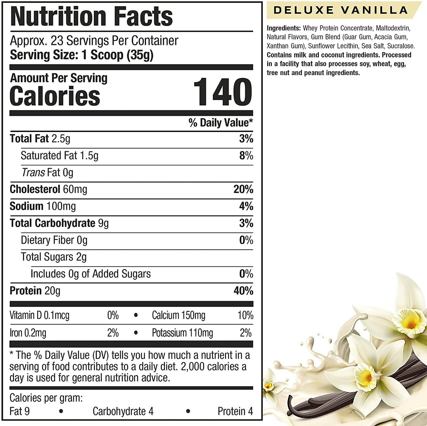 Grass Fed Whey Protein | MuscleTech Grass Fed Whey Protein Powder | Protein Powder for Muscle Gain | Growth Hormone Free, Non-GMO, Gluten Free | 20g Protein + 4.3g BCAA | Deluxe Vanilla, 1.8 lbs