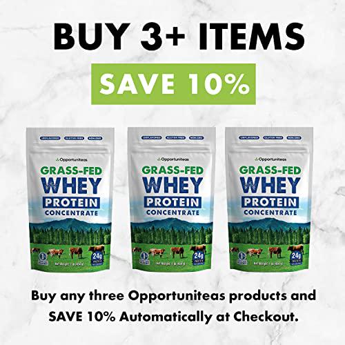 Grass Fed Whey Protein Powder Concentrate - Unflavored and Unsweetened - Pure Protein Supplement for Drink, Smoothie, Shake, Cooking and Baking - Non GMO, Hormone Free and Gluten Free - 1 Pound