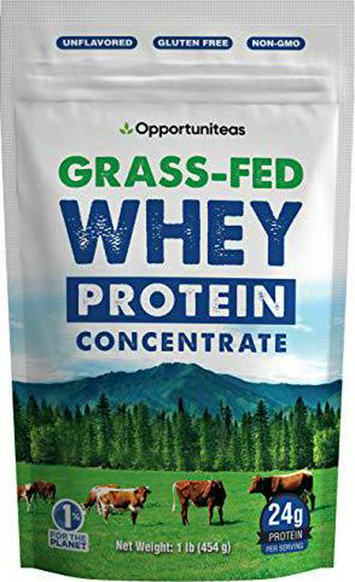 Grass Fed Whey Protein Powder Concentrate - Unflavored and Unsweetened - Pure Protein Supplement for Drink, Smoothie, Shake, Cooking and Baking - Non GMO, Hormone Free and Gluten Free - 1 Pound