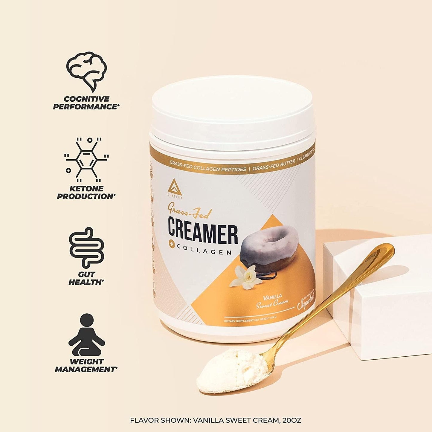 Grass-fed Keto Creamer: Collagen Protein + C8 MCT Oil + Irish Butter | Keto Bomb BPC Coffee Creamer | Ketogenic Diet Ketosis Supplement Ketone Support (Vanilla Sweet Cream, 19.5 oz)