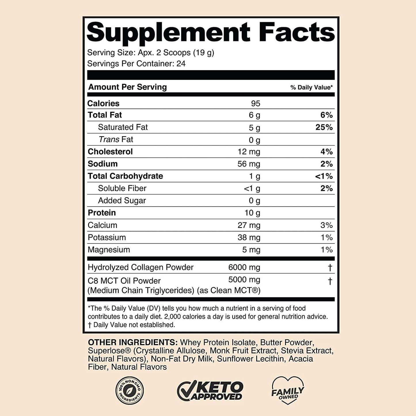 Grass-fed Keto Protein Powder: Collagen Peptides | Pure C8 MCT Oil | Irish Butter | Whey Protein Isolate | Best Ketogenic Protein Shake Supplement | by LevelUp (Vanilla Sweet Cream)
