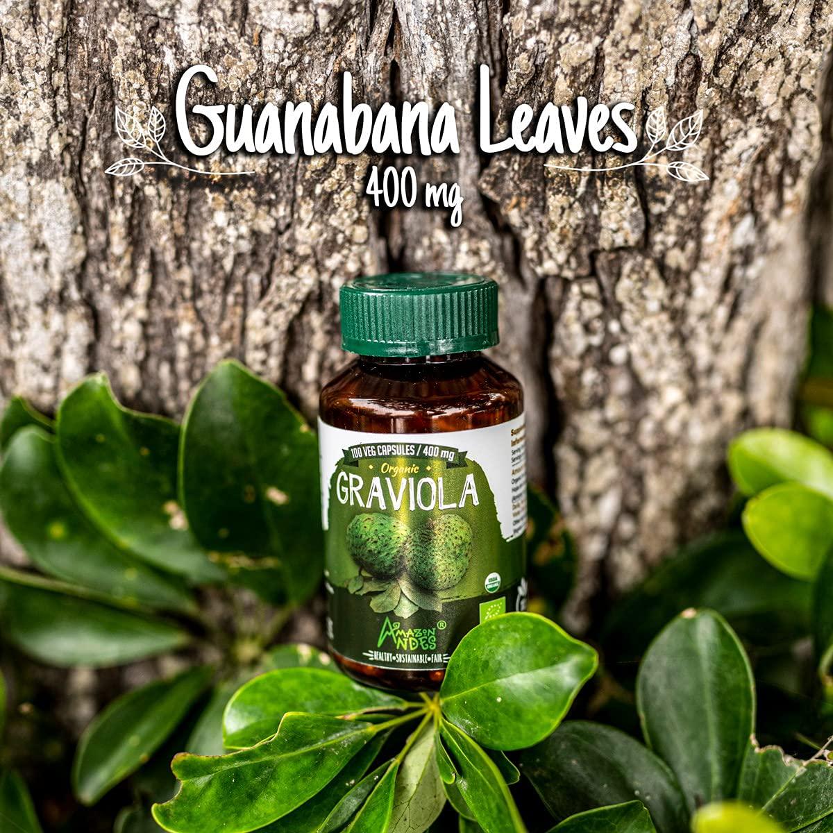 Graviola Powder Capsules - 100 Pills * 400 mg - Soursop Organic - Supplement from Peru - Vegan - Andes