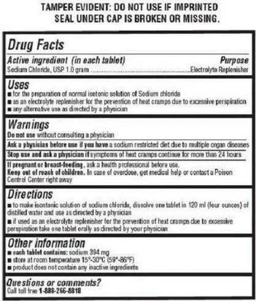 Graxcell Sodium Chloride USP Normal Salt Tablets 1 Gram White - 1000 Count, Easy to Swallow Electrolytes , Easy on The Stomach