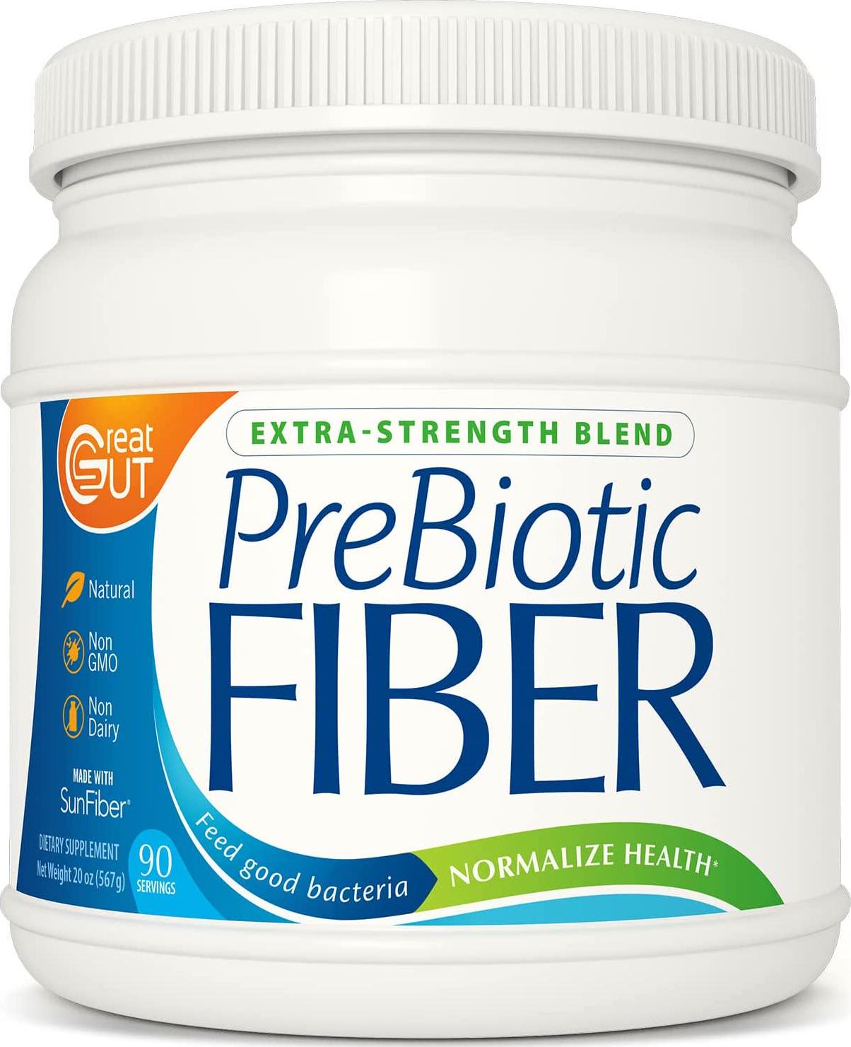 Great Gut - Prebiotic Fiber Powder, Extra-Strength Blend for Immune and Gut Health, Supports Digestive Enzymes, Unflavored Prebiotic Fiber with Sunfiber, 20 Ounces, 90 Servings