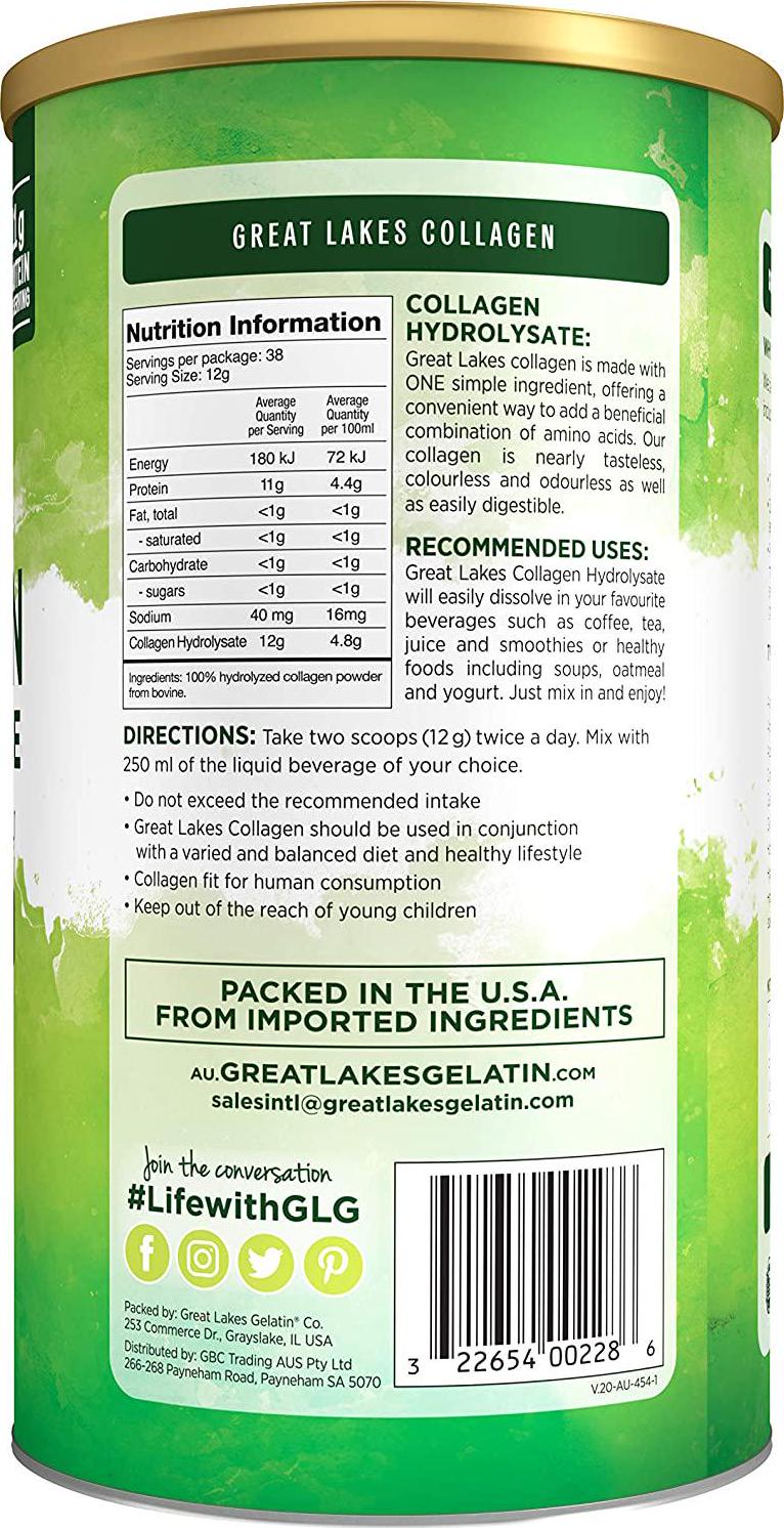 Great Lakes Gelatin Collagen Hydrolysate 454g (pack of 2)