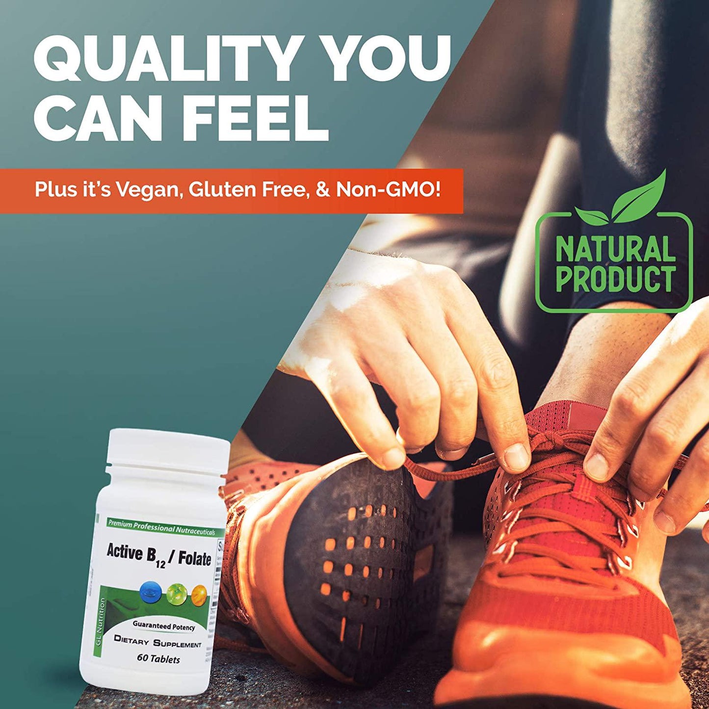 Great Lakes Nutrition Active B12 with Folate, Vegan Vitamin B Supplement for Men and Women, 60 Tablets