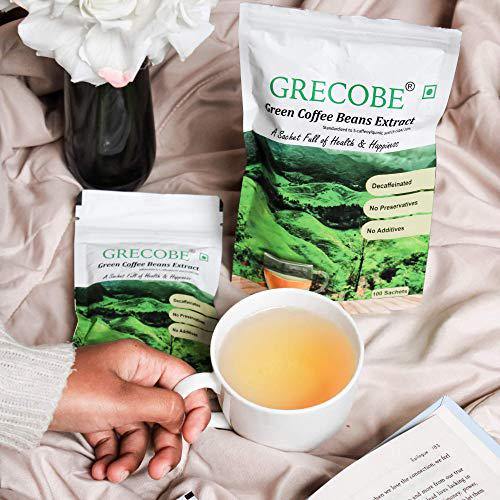 Grecobe - The Green Coffee [100 sachets Pouch] Decaffeinated, Pure Green Coffee Beans Extract for Weight Loss, no additives and excipients, antioxidant