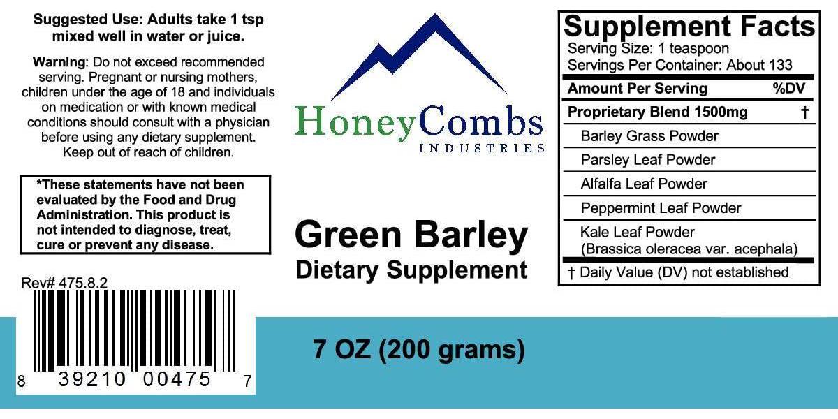 Green Barley 4 – Natural Chlorophyll - Superfood Greens and Chlorophyll Blend Powder Supplement – Nutrient Rich Organic Alfalfa, Barley Grass, Parsley and Wheat Grass Supplement, 8.5 Oz Powder
