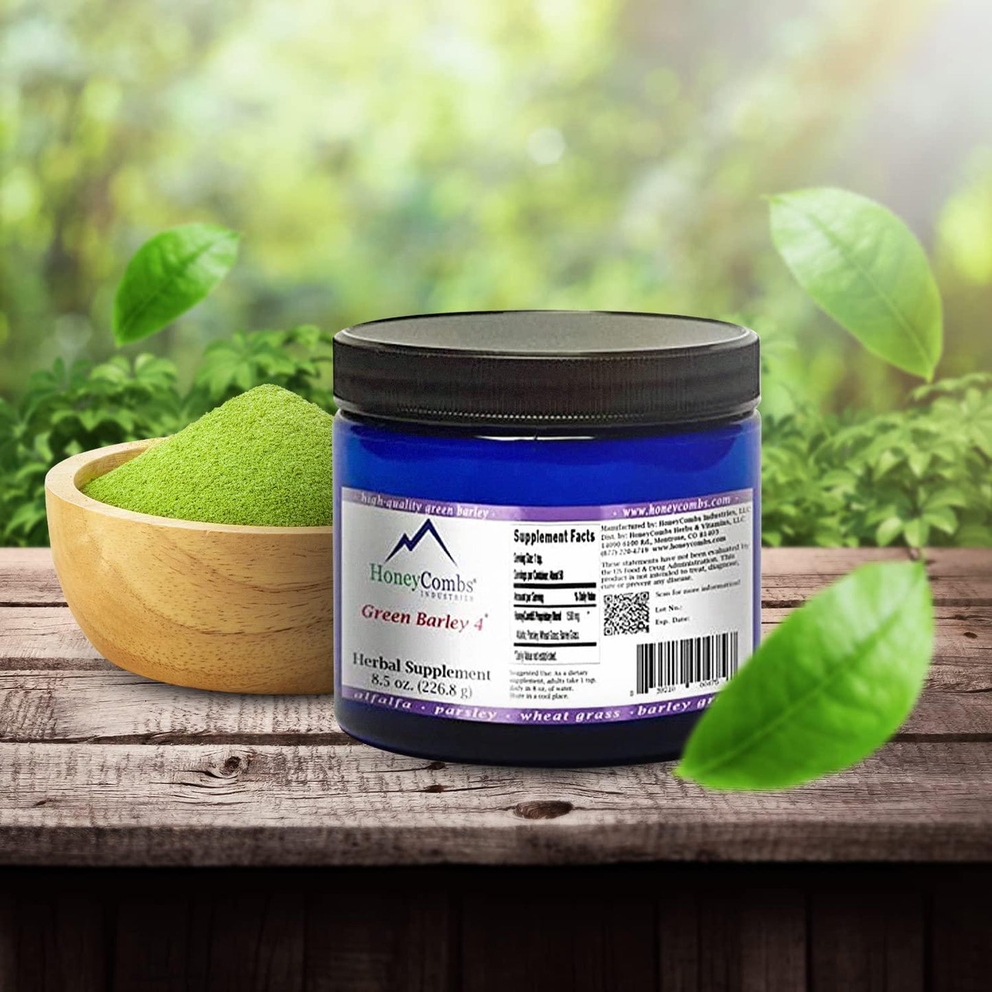 Green Barley 4 – Natural Chlorophyll - Superfood Greens and Chlorophyll Blend Powder Supplement – Nutrient Rich Organic Alfalfa, Barley Grass, Parsley and Wheat Grass Supplement, 8.5 Oz Powder