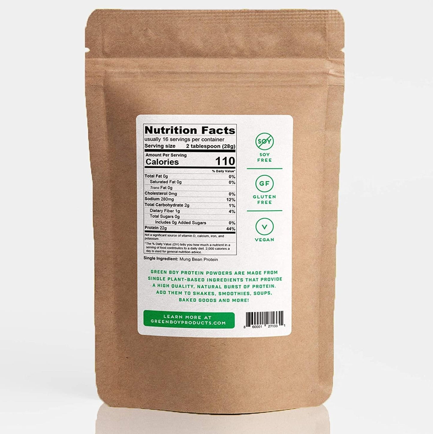 Green Boy Plant-based Mung Bean Protein Powder Made From Single Ingredient, Vegan and Clean Alternatives for Plant Protein, Good for Cooking, Baking and Smoothies, No Added Sugar, Soy or Gluten (16oz)